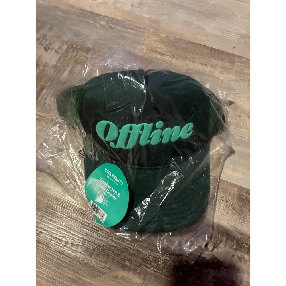 Ulta Beauty Offline Trucker Hat and Can Cooler Set Green Mint New
